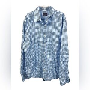 UNTUCKit Men’s Carneros Lightweight Blue‎ Gingham Print Button Down Shirt- Large